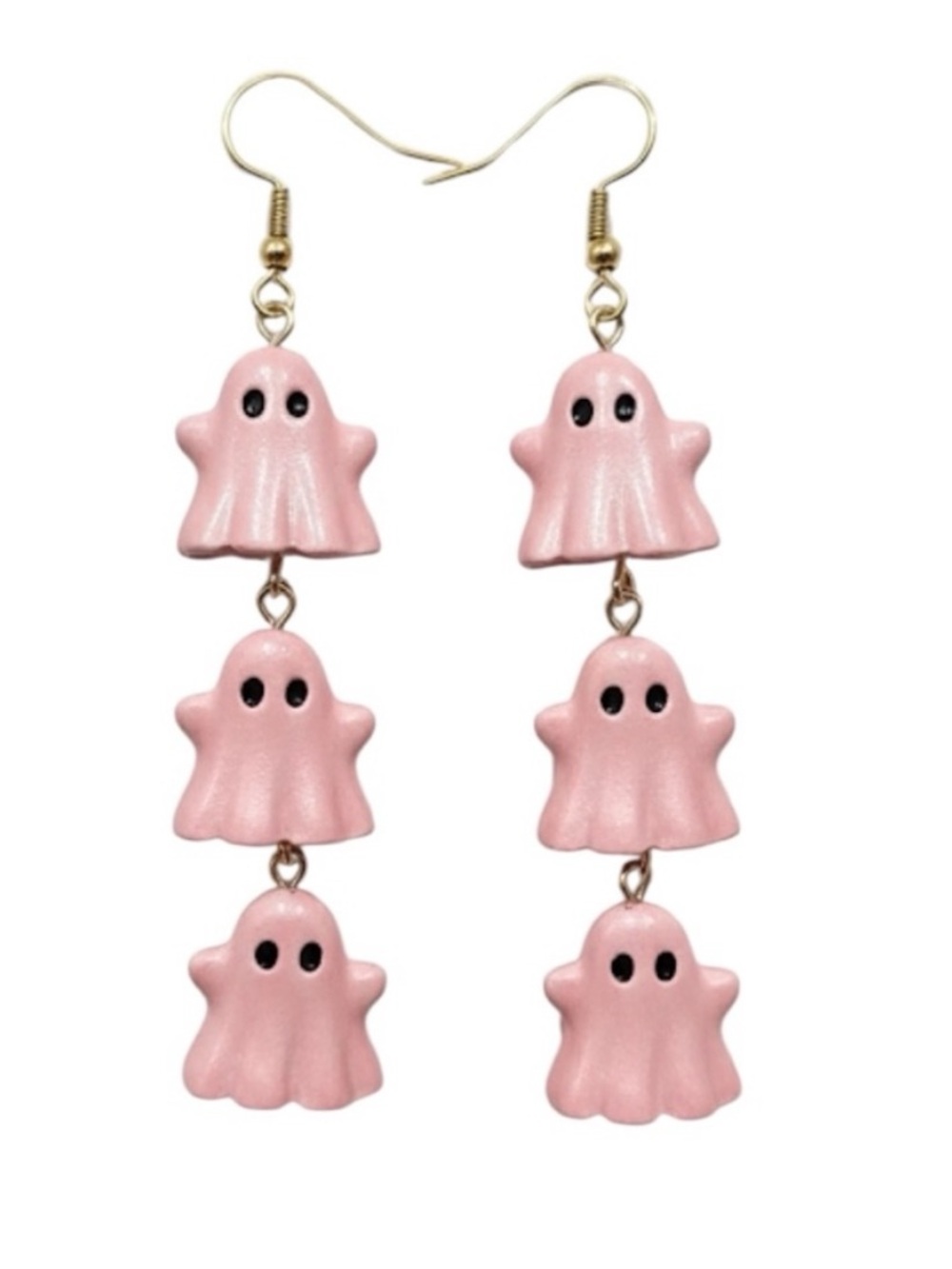 NWT Pastel Pink Ghost Tiered Dangle Drop Earrings Halloween 3”
C1